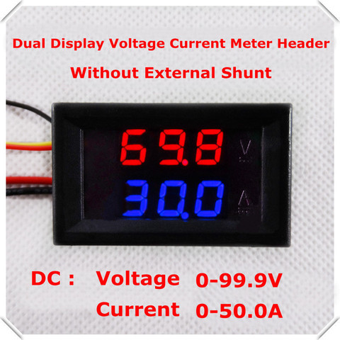 RD No shunt dual LED Display 0.28 DC0-100V/50A  Car voltage current meter Digital Ammeter Voltmeter 5 wire [4 pcs/lot] ► Photo 1/4