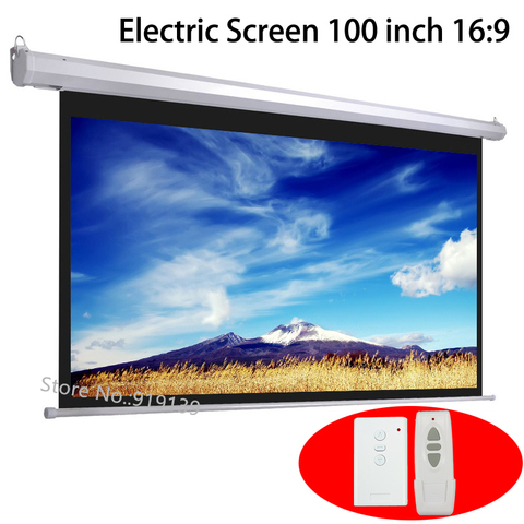 HD 100 Inch 16:9 Electric Screen For 3D LED DLP Projector Motorized Projection Screens DHL FedEx Quick Delivery ► Photo 1/6
