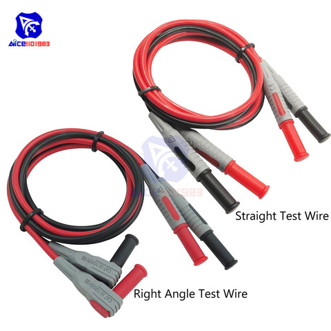 P1032/P1033 4mm 1000V 15A Banana Plug Test Line Injection Molded Straight/Right Angle to Straight Multimeter Silicone Wire Cable ► Photo 1/1