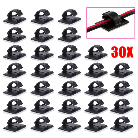 30pcs Self-adhesive Car Wire Clip Fixer Holder Cable Holder Rectangle Plastic Mount Clamp Network Office Cable ► Photo 1/6