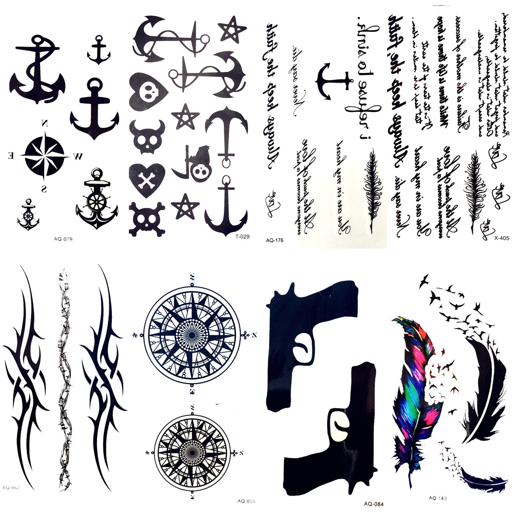 Buy Online Small Black Anchor Pirate Ghost Fake Tattoo Children Men Finger Temporary Tattoo Stickers Women Body Arm Art Tattos Kids Compass Alitools