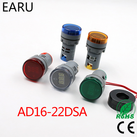22mm LED Digital Display AC 60-500V 0-100A Ampermeter Ammeter Voltmeter Voltage Current Meter Gauge Indicator Signal Light Pilot ► Photo 1/6