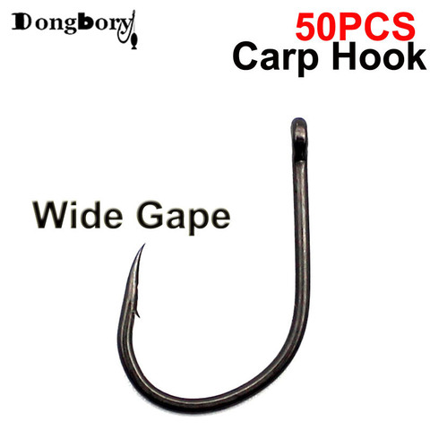 50x Teflon Coated Wide Gape Carp Fishing Hooks Curve Shank Carbon Steel Hook Micro Barbed Feeder Carp Hook Pop Up Corn Rig Japan ► Photo 1/6