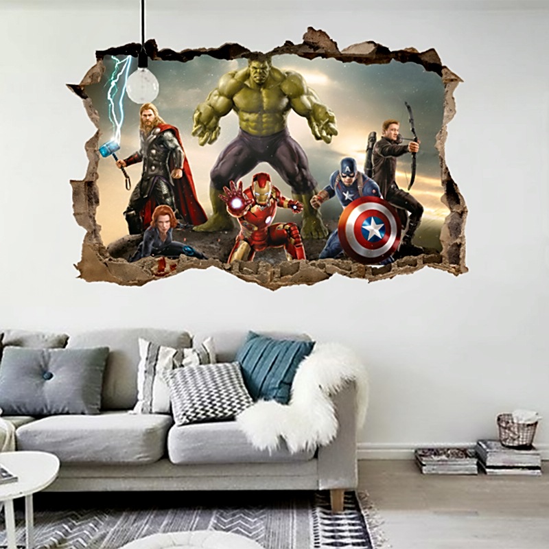 3D Super hero movie avengers wall sticker for living room bedroom wall decor