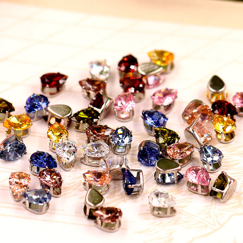 Free shipping 6x8mm 20pcs/lot Super flash Multicolour DR shape Natural zircon,sew on stones for diy/Jewellery accessories ► Photo 1/5