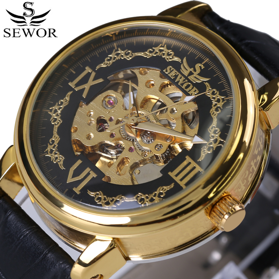Barmhartig min Vervolgen Price history & Review on SEWOR Mens Watches Top Brand Luxury Black Leather  Men Automatic mechanical Skeleton Watch Mens Sport Watch Fashion Casual  Clock | AliExpress Seller - Watch Boutique Store | Alitools.io
