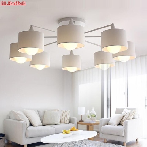 Modern LED white/black/Gold/Silver ceiling Chandeliers E27 With Lampshade simple creative Lighting Fixtures for  Living room ► Photo 1/6