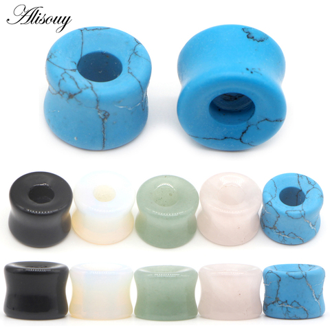 Alisouy 2pc Stone Ear Plug Double Flared Natural Stone Ear Tunnel Plugs Ear Gauges Stretcher Expander Flesh Body Piercing Jewery ► Photo 1/6