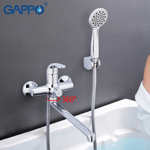 GAPPO bathtub Faucets bathroom bathtub mixer bath mixer water taps brass chrome bath faucets wall mounted bathtub spout ► Photo 1/6