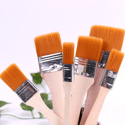 1-6# Nylon Hair Wooden Handle Watercolor Paint Brush Pen for Learning Oil Acrylic Painting Art Paint Brushes Supplies ► Photo 1/6