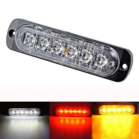 DC12-24V 18W 6 LED Amber/Red/White Car Truck Motorcycle Emergency Beacon Warning Hazard Flash Strobe Underbody Turn Light Bar ► Photo 1/1