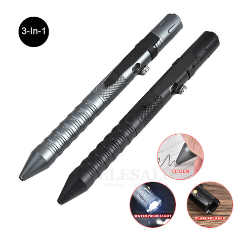 3-In-1 Outdoor EDC Multi-Function Self Defense Tactical Pen With Bolt Switch Emergency Led Light Glass Breaker Birthday Gift ► Photo 1/6