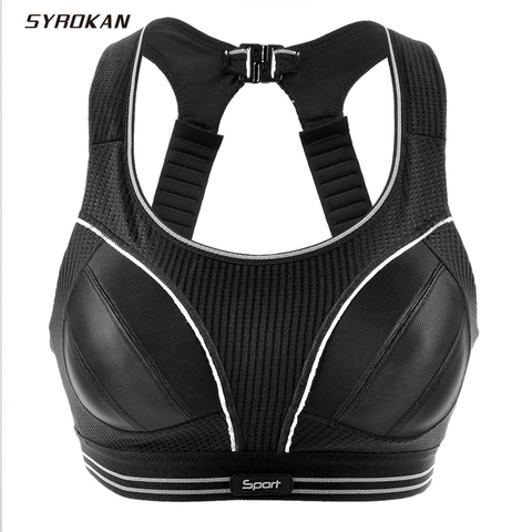 SYROKAN Clearance Sale Women's Compression Racerback Adjustable High Impact Running Sports Bra (size smaller than normal) ► Photo 1/6