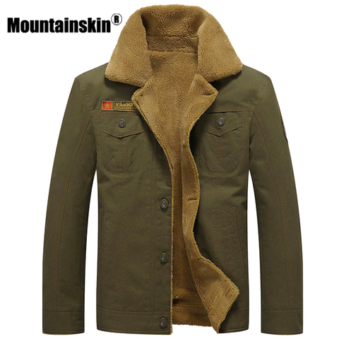 Mountainskin Winter Warm Jackets Thick Fleece Men's Coats Casual Cotton Fur Collar Mens Military Tactical Parka Outerwear SA351 ► Photo 1/6