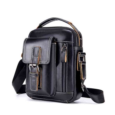 Men's Genuine Leather Fashion Casual Messenger Bag Solid Color Business High Quality Air Travel Bag Large Capacity Shoulder Bag ► Photo 1/6