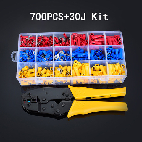 0.5-6.0mm2Mini pliers electrical wire crimping tools tubular terminals box kit 700pcs Wire Stripper Crimper Terminal  20-10 AWG ► Photo 1/6