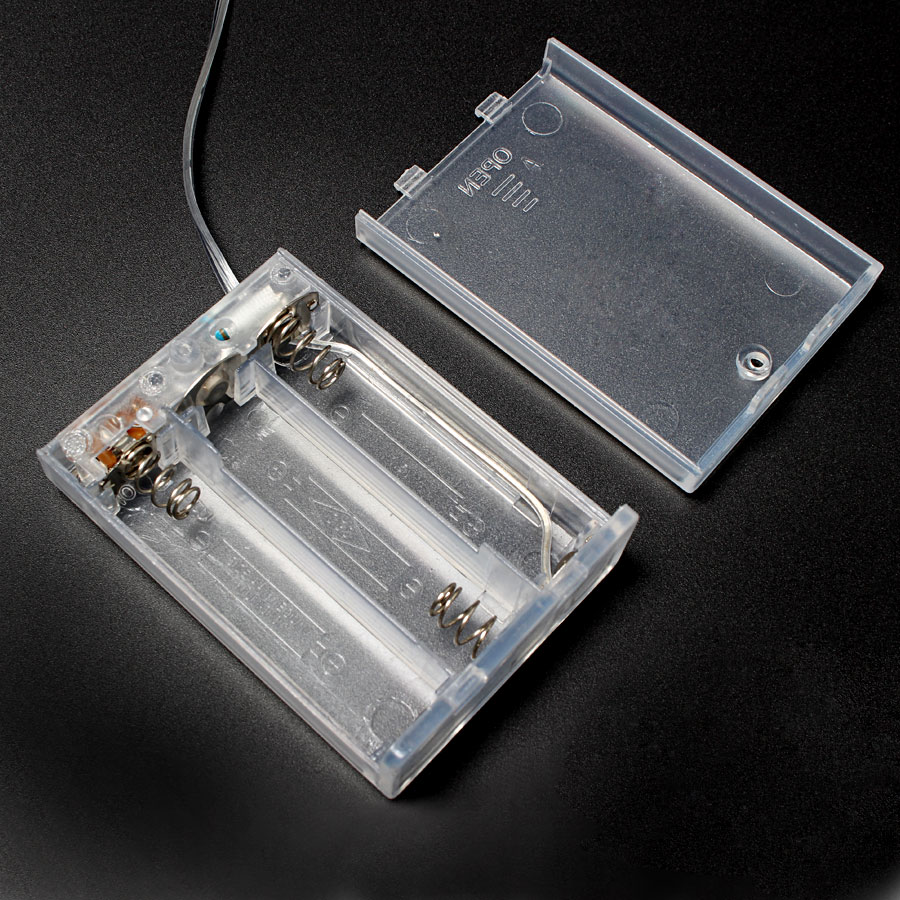 3 X AA Transparent Battery Holder with Switch and 6" Leads 
