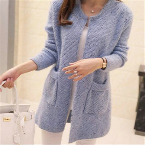 Hot Women Spring Autumn Long Cardigan Sweater Coat Female 2022 Korean Fashion Long Sleeve Crochet Girl Knitted Jacket Tops ► Photo 1/6