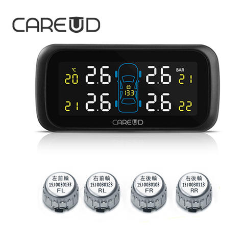 CAREUD U903 TPMS Wireless Tire Pressure Monitoring System Car 4PCS Mini External Sensors No Need to Disassemble the Tires Auto  ► Photo 1/6