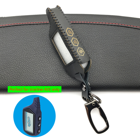 Starline A91 Leather Keychain Key Shell Case For Russian Version Starline A91 lcd Two-Way Remote Control Car Alarm System ► Photo 1/5