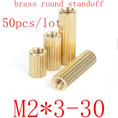 50pcs M2*L L=3mm to 30mm 2mm thread Brass Round Standoff Spacer Female Female M2 Brass Threaded Spacer ► Photo 1/1