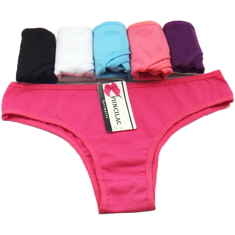 5pcs/set Sexy Women's Cotton Panties Lace Thong Lingerie