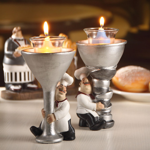 Cute Cook Statue Candle Holder Ornamental Chef Candlestick Craft Ornament Accessories for Home, Cafe, Club and Restaurant Decor ► Photo 1/5