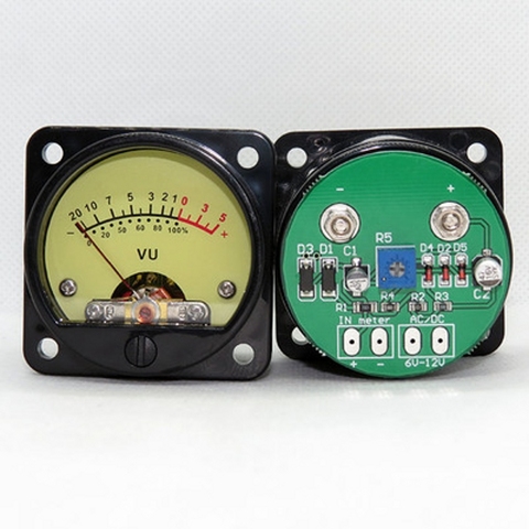 2pcs 45mm Big VU Meter Stereo Audio Amplifier Board level Indicator Adjustable With Driver ► Photo 1/6