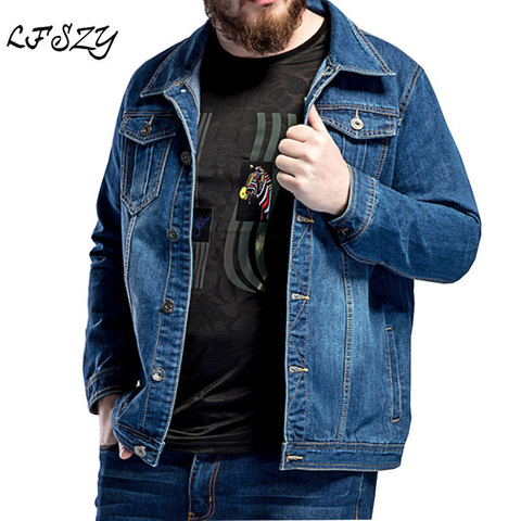 2022 New Large Size L-5XL 6XL 7XL Men's Blue Denim Jacket Spring Loose Large Lapel Casual Jacket Fits 130kg Men's Wear ► Photo 1/6