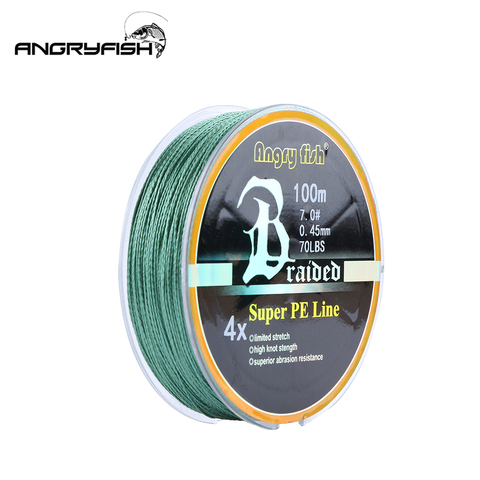 ANGRYFISH Wholesale 100m 4 Strands Braided Fishing Line 8 Colors Super PE Fish Line Strong Strength ► Photo 1/6