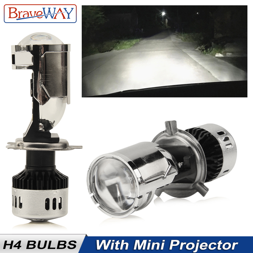 1.5 inch H4 LED Mini Projector Lens Headlight Bi-LED Headlamps Bulbs 60W 5500K