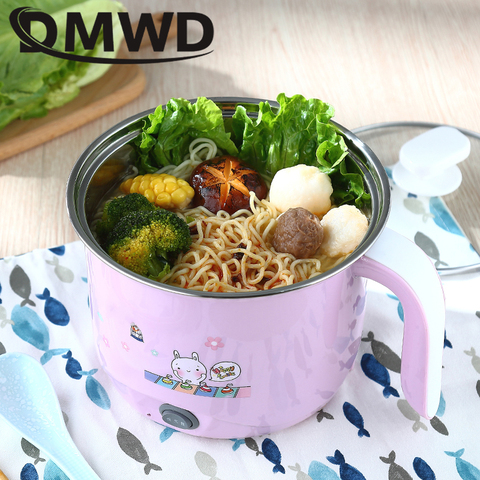 DMWD Multifunction Electric Skillet Stainless Steel Hot pot noodle Rice Cooker Steamed eggs Soup pot MINI heating pan 1.8L EU US ► Photo 1/2