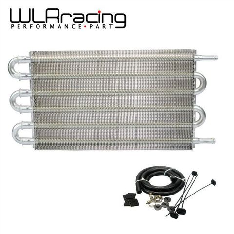 WLR 6 ROW UNIVERSAL 304X190.5X19.05 ALUMINUM REMOTE TRANSMISSION OIL COOLER KIT/AUTO-MANUAL RADIATOR CONVERTER WLR4123 ► Photo 1/6