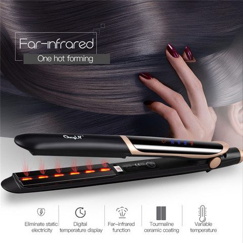 Professional Hair Straightener Curler Hair Flat Iron Negative Ion Infrared Hair Straighting Curling Iron Corrugation LED Display ► Photo 1/6