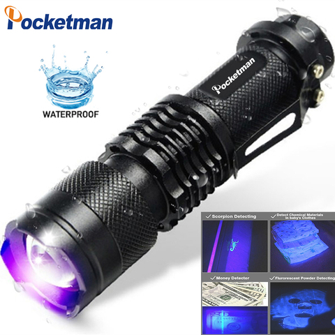 UV  LED flashlight High Power Torch 395nm black light Wavelength Violet Lamp Flash Light Aluminum light ► Photo 1/6
