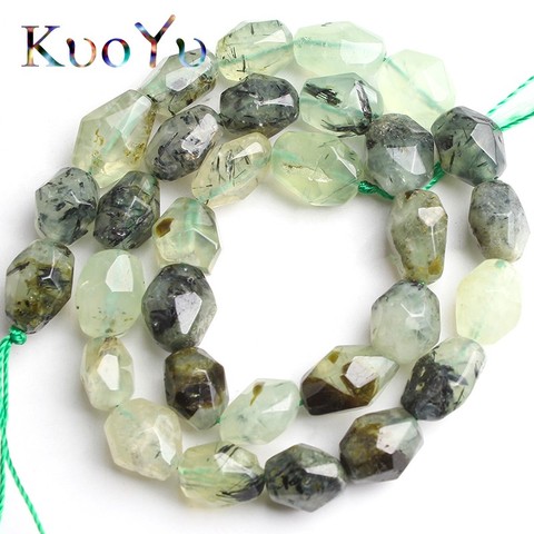 Natural Faceted Genuine Green Prehnites Stone Beads Irregular Gem Loose Spacer Beads For Jewelry Making DIY Bracelet 15'' 8x12mm ► Photo 1/1