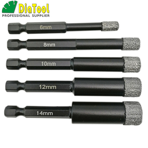 DIATOOL 5pcs Dia 6/8/10/12/14MM Dry Drilling core Bits With Quick-fit Shank For Drilling Granite & Marble Hole Saw ► Photo 1/6