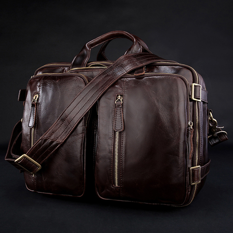 Fashion Multi-function Genuine Leather Messenger Bag Men Crossbody Bag Leather Shoulder Bag for men Tote Handbag Travel M039# ► Photo 1/6