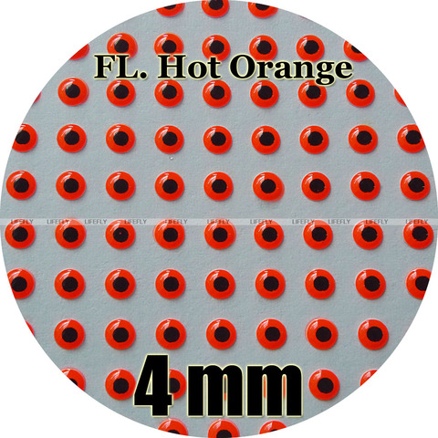 4mm 3D FL. Hot Orange / Wholesale 800 Soft Molded 3D Holographic Fish Eyes, Fly Tying, Jig, Lure Making ► Photo 1/1