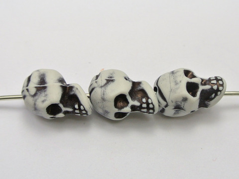 25 White Acrylic Halloween Gothic Skeleton Skull Beads 21X13mm ► Photo 1/1
