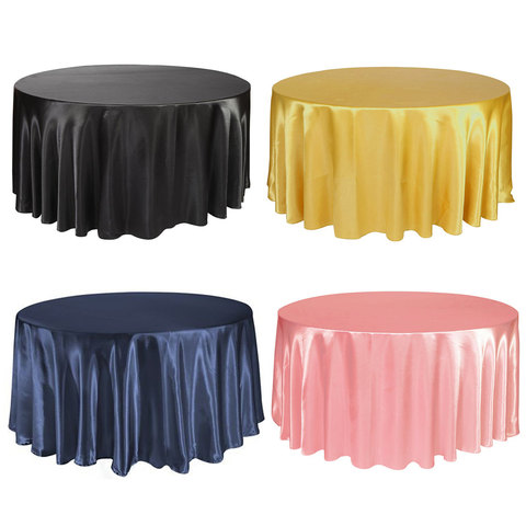 Hot Sale 1pcs 57''90''120'' Tablecloth Solid Round Satin Table Cloth For Christmas Wedding Party Hotel Restaurant Banquet Decor ► Photo 1/6