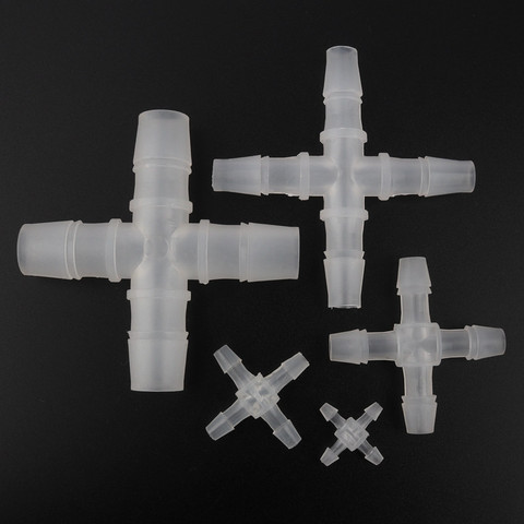 5pcs 2.4-12.7mm PP Plastic Cross Connectors Drip Irrigation Aquarium Fish Tank Hose 4ways Joints Air Pump Aerator Pagoda Joint ► Photo 1/6