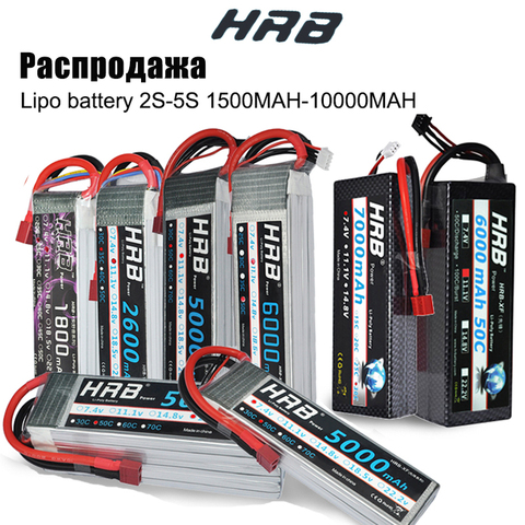 HRB RC Lipo Battery 2S 3S 4S 6S 11.1v 22.2v 5000mah 6000mah 3300mah 2200mah 4200mah 5200mah 7000mah Battery XT60-T Deans plug ► Photo 1/6