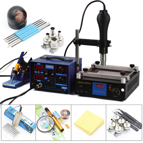 YIHUA 862D+ 2 in 1 Soldering station 650W SMD Hot Air Gun + 75W Soldering Iron + 600W YIHUA 853A Preheating Station + Free Gift ► Photo 1/6