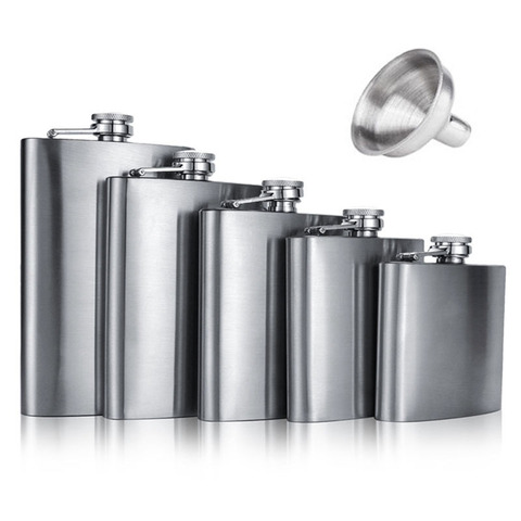 4 5 6 7 8 9 10 18 OZ Stainless Steel Hip Flask with Funnel Liquor Whisky Outdoor Portable Pocket Flasks Alcohol Bottle heupfles ► Photo 1/6