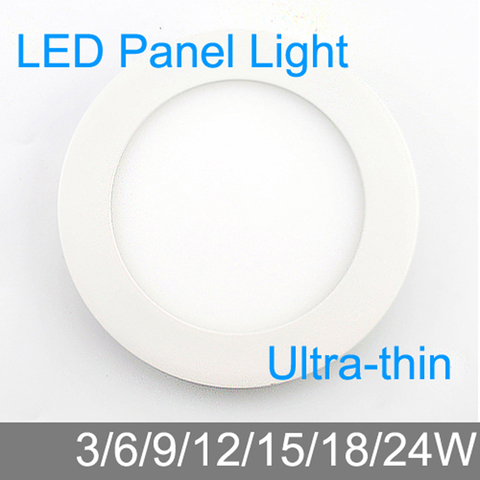 Ultra thin design 3W/6W/9W/12W/15W/18W/24W LED ceiling recessed grid downlight/ slim round panel light / LED light free shipping ► Photo 1/6