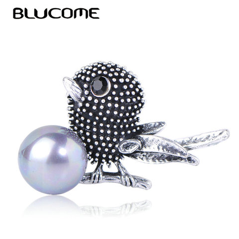Blucome Vintage Bird Shape Brooches Simulated Pearl Retro Animal Brooch Jewelry Women Girls Party Scarf Suit Pins Accessories ► Photo 1/6