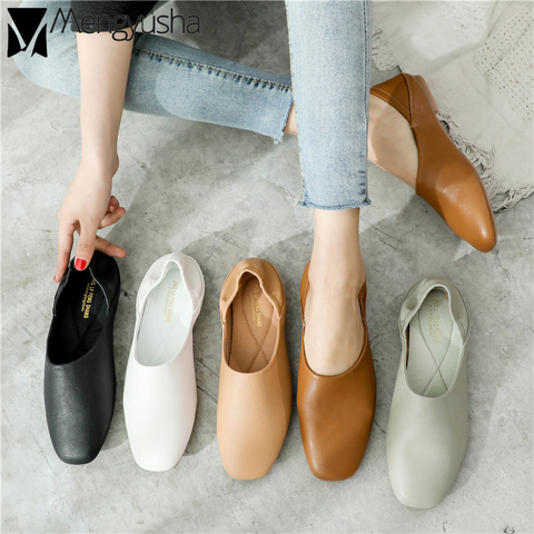Ladies Flats new ballerinas soft leather moccasins slip on retro grandma shoes spring summer driving shoes woman mules slippers ► Photo 1/6