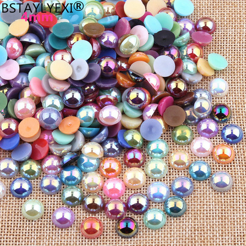 Free shipping 1000Pcs 2000pcs  4mm 6mm 8mm 10mm AB Color Imitation Pearls Craft Half Round Flatback Beads Nail  DIY Decoration ► Photo 1/6
