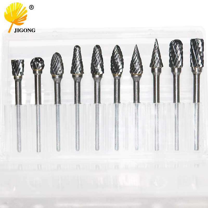 10pcs Tungsten Carbide Cutting Burr Set Drill Bits Rotary Grinder Grinding NEW 
